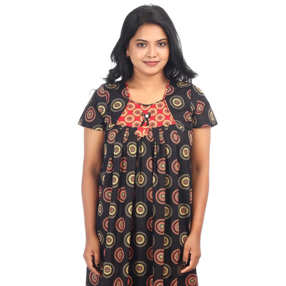 - Comfortable Traditional Cotton Nighty- Black