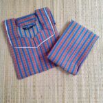 Long Sleeve Night Suit In Cambric  Cotton Fabric - Top & Pants