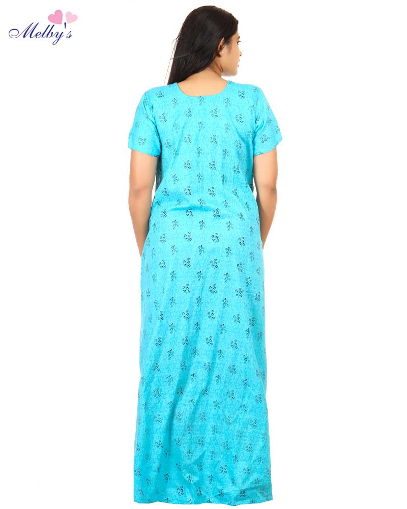 - Pure Cotton Feeding Nighty With Side Zips For Mothers -55 inches Long
