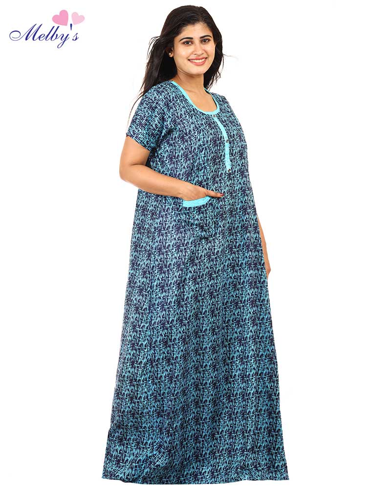 - Pure Cotton Feeding Nighty With Side Zips For Mothers -55 inches Long