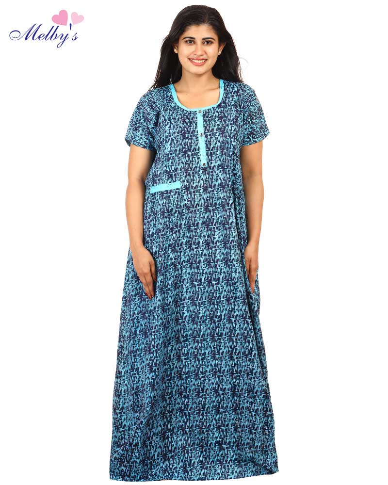 - Pure Cotton Feeding Nighty With Side Zips For Mothers -55 inches Long