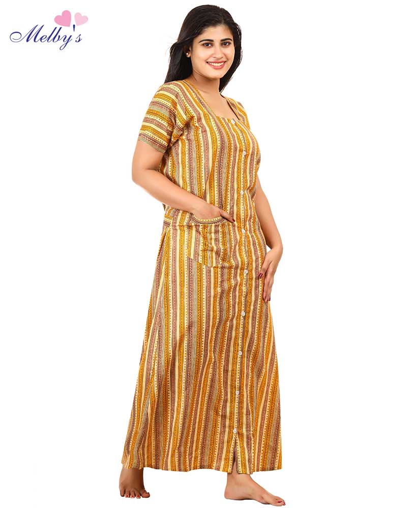 - Full Open Maternity Gown in Cambric Cotton -55 inches long