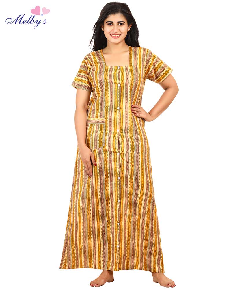 - Full Open Maternity Gown in Cambric Cotton -55 inches long