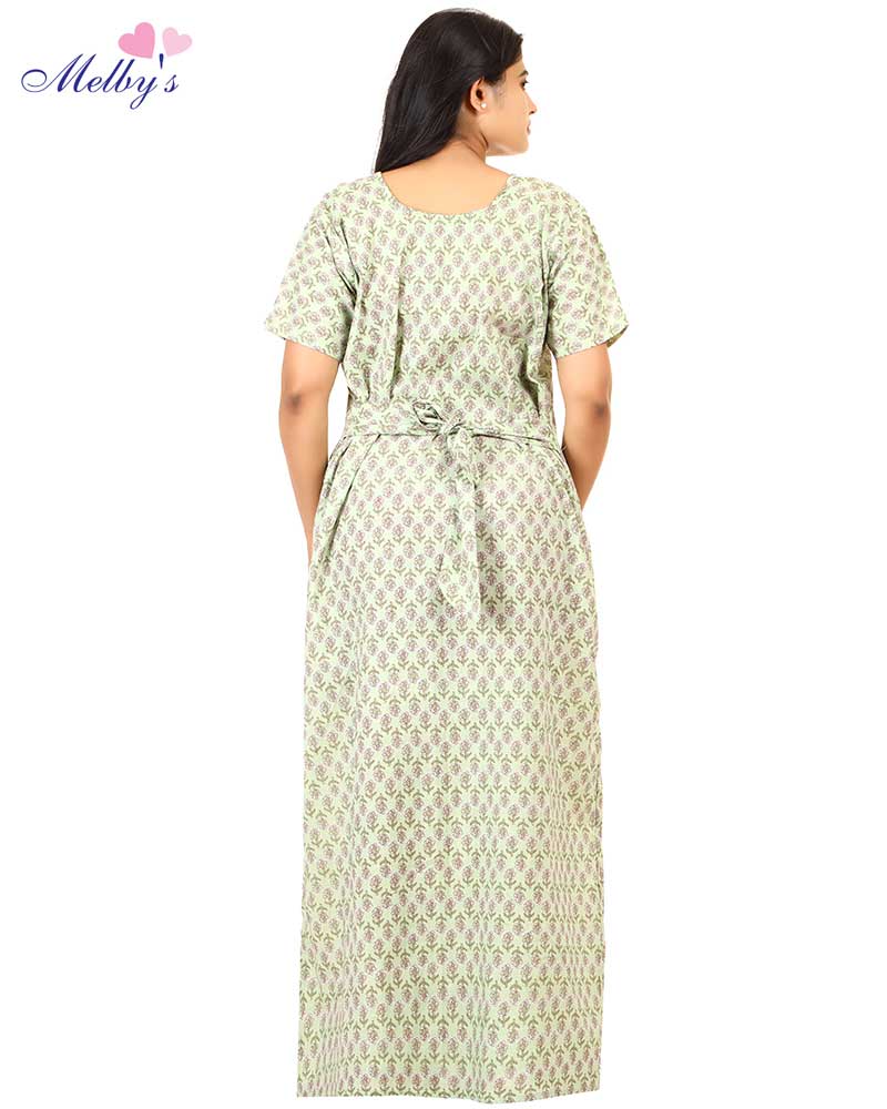 - Full Open Maternity Gown in Cambric Cotton -55 inches long