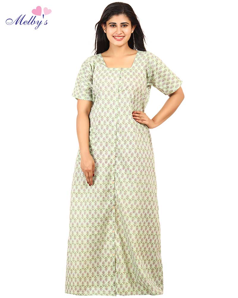 - Full Open Maternity Gown in Cambric Cotton -55 inches long