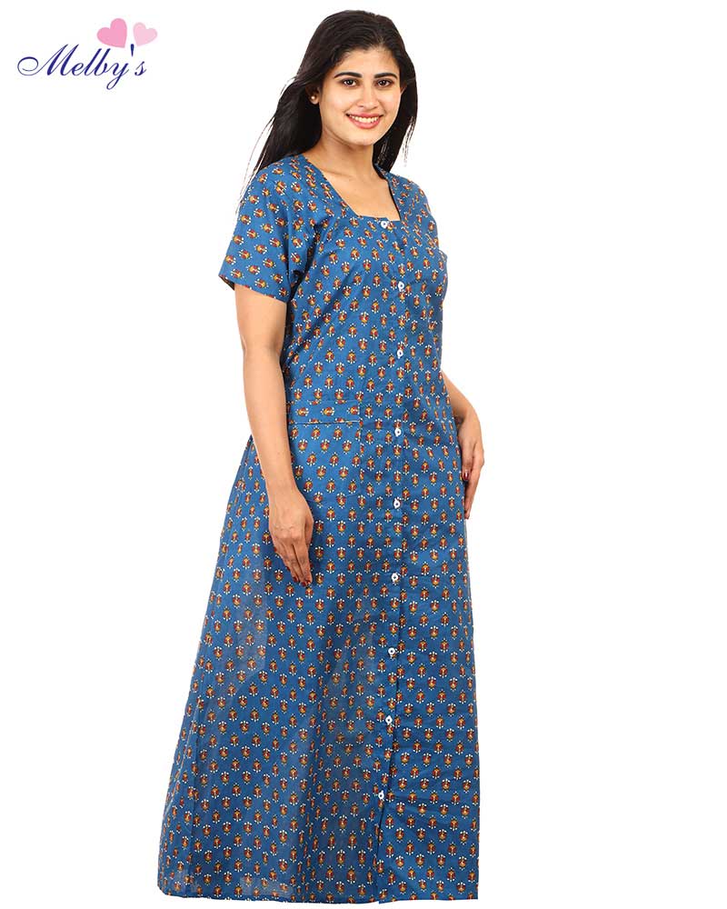 - Full Open Maternity Gown in Cambric Cotton -55 inches long