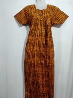 Comfortable cotton nighty - 55 inches long- Yellow Brown - Image 2