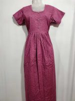 Pure Cotton Feeding Nighty With Side Zips For Mothers -55 inches Long - Purple - Image 2