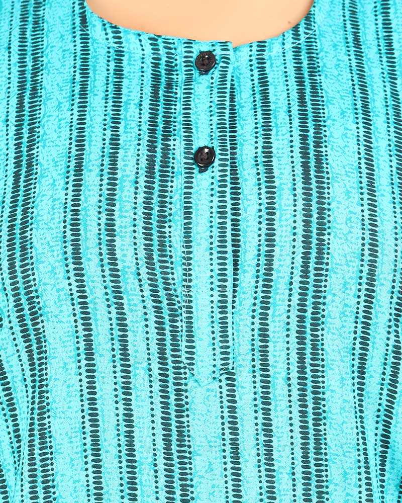 - Cotton nighty- 55 inches long -Buttons type - Green