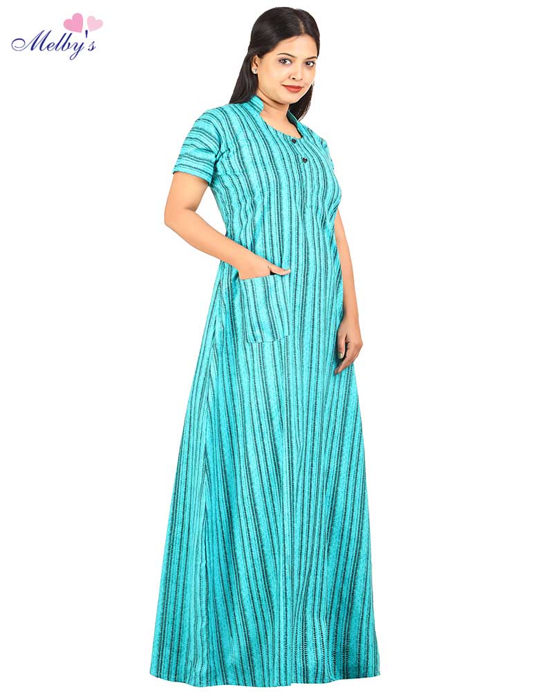 - Cotton nighty- 55 inches long -Buttons type - Green