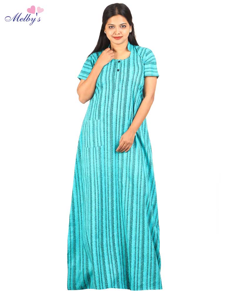 - Cotton nighty- 55 inches long -Buttons type - Green
