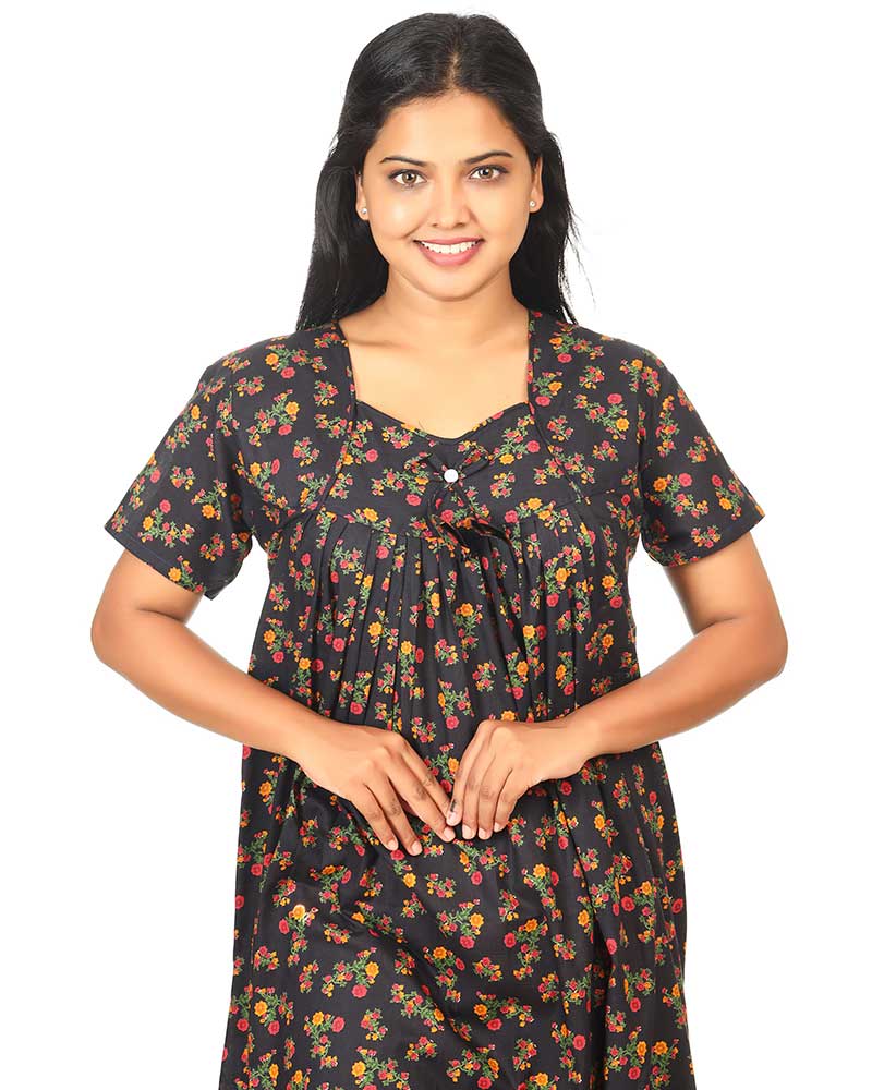 - Premium Quality Cotton Nighty - 55 Inches Long