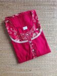 Churidar Model Nighty With Buttons -55 inches long - Red