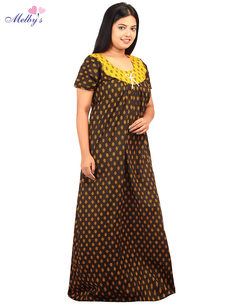 - Comfortable Traditional Cotton Nighty - 55 inches long - Black
