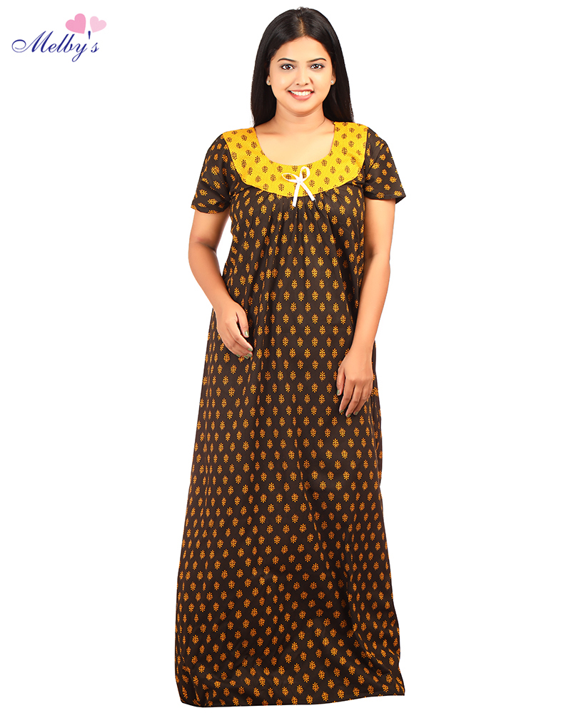 - Comfortable Traditional Cotton Nighty - 55 inches long - Black