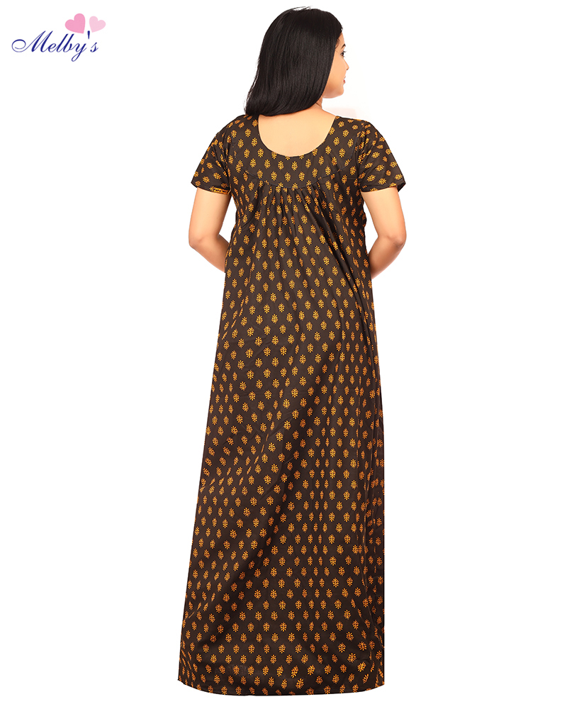 - Comfortable Traditional Cotton Nighty - 55 inches long - Black