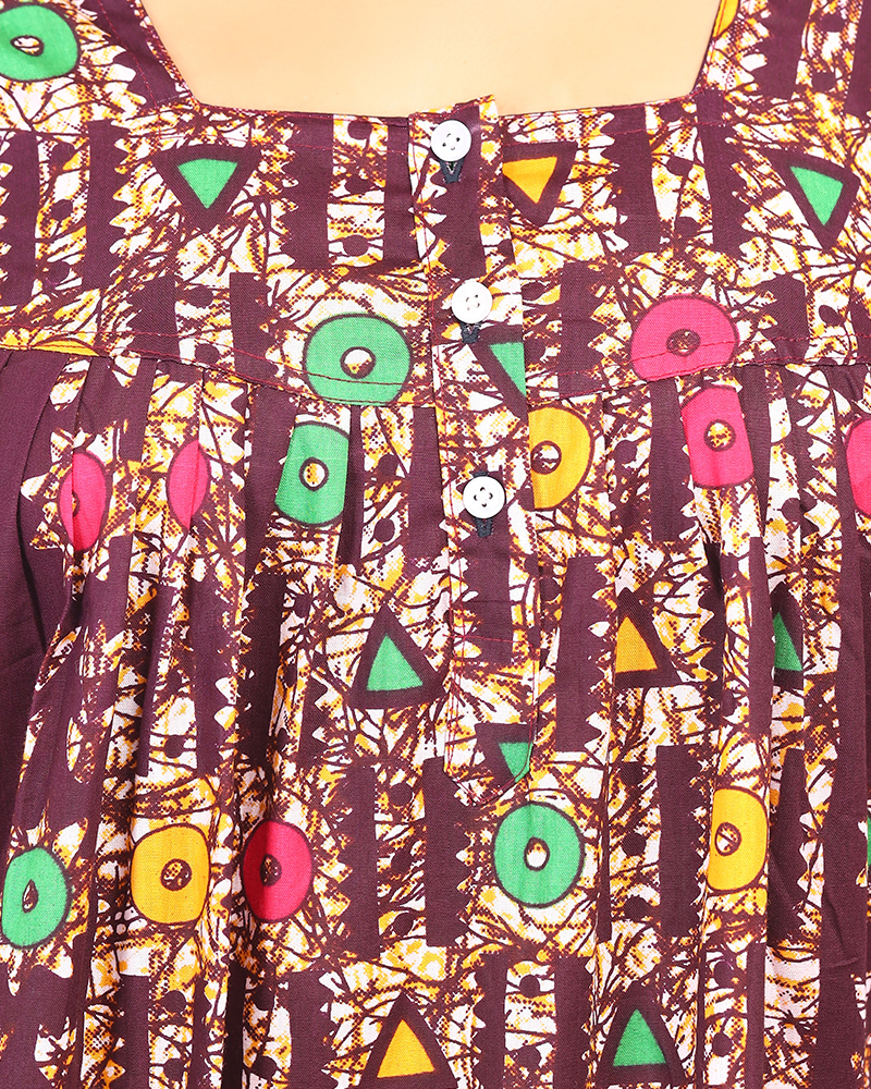 - Premium Cambric Cotton Nighty With Long Sleeves - Buttons Type - Maroon