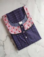 Churidar Model Nighty With Buttons -57 inches long - Blue + Rose