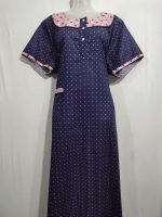 Churidar Model Nighty With Buttons -57 inches long - Blue + Rose - Image 2
