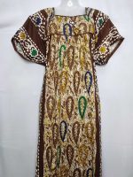 Comfortable Traditional Cotton Nighty, 57 Inches Long - Olive shade - Image 2