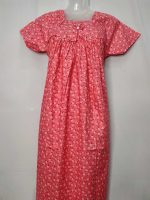 Comfortable Traditional Cotton Nighty - 55 inches long - Peach - Image 2