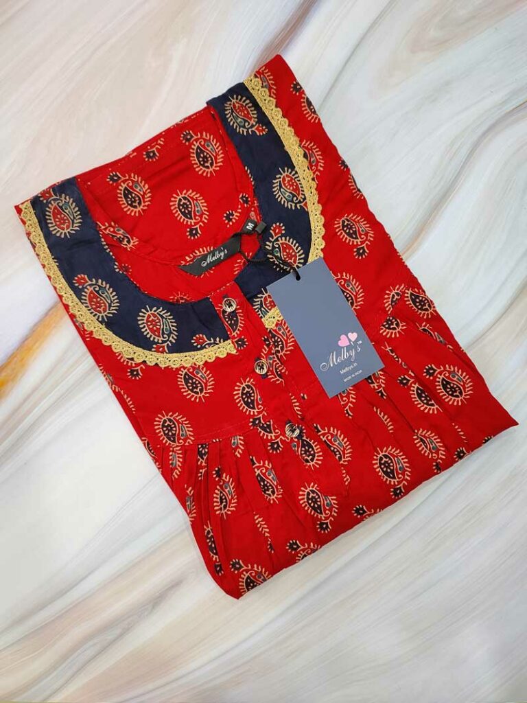 - Front Open Nighty With Pleats Stitching