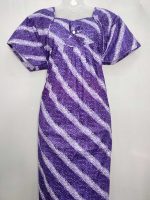 Comfortable Traditional Cotton Nighty, 57 Inches Long - Purple - Image 2