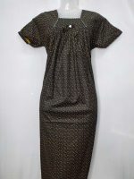 Comfortable Traditional Cotton Nighty - 55 inches long - Black - Image 2