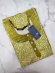 Comfortable Churidar Model Cotton Nighty -55 Inches Long - Lemon Green