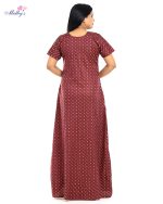 Comfortable Churidar Model Cotton Nighty -55 Inches Long - Maroon - Image 2