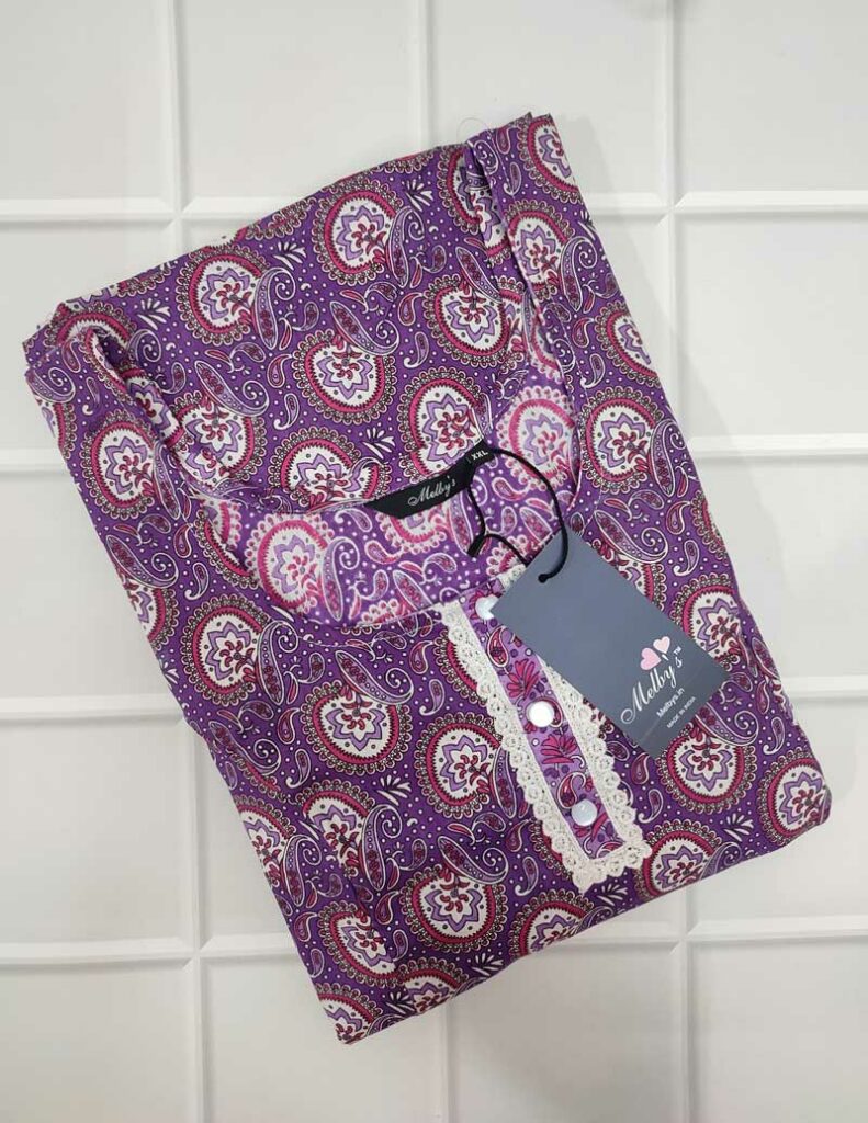 - Front Open Nighty With Pleats Stitching