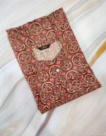 Comfortable Traditional Cotton Nighty - 55 Inches Long - Red