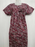 Comfortable Traditional Cotton Nighty - 55 Inches Long - Maroon - Image 2