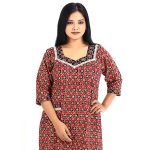 Long Sleeve Night Suit In Cambric Cotton Fabric - Short Top And Pants