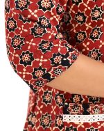 Long Sleeve Night Suit In Cambric Cotton Fabric - Short Top And Pants - Image 7