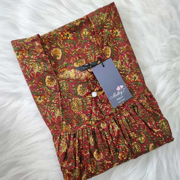 Comfortable Traditional Cotton Nighty - 55 Inches Long - Maroon