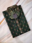 Cotton Nighty With Collar- 55 inches long - Green