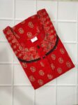 Comfortable Churidar Model Cotton Nighty - 55 Inches Long - Red
