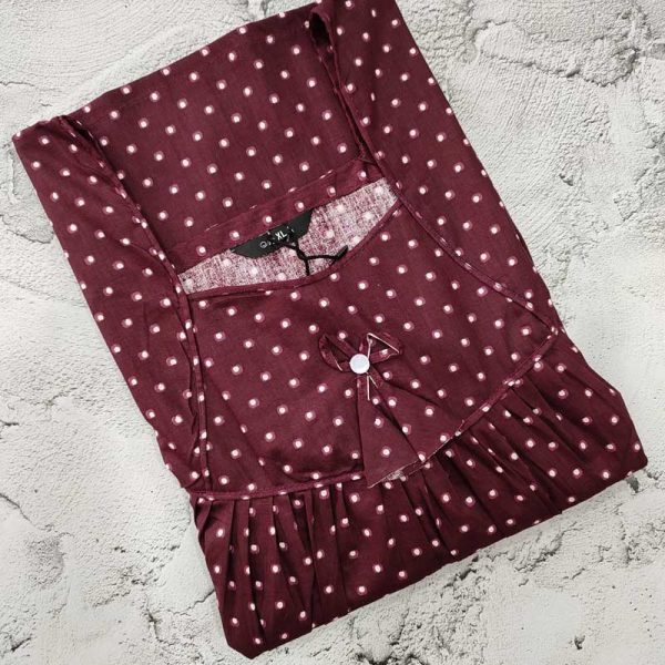 Comfortable Traditional Cotton Nighty - 55 Inches Long - Grapes