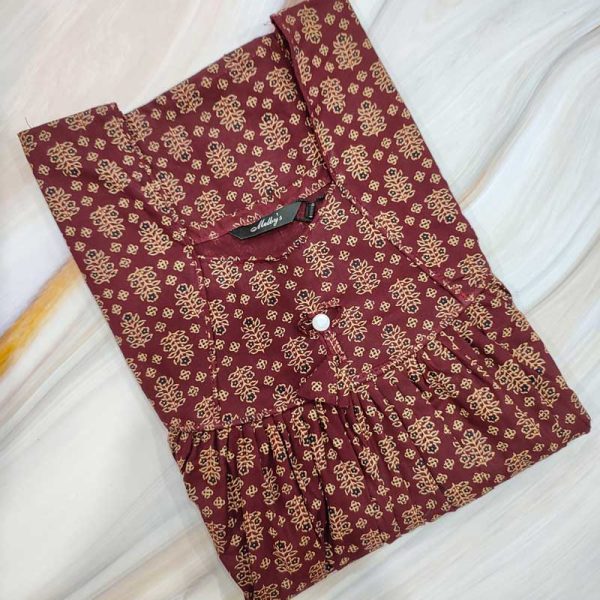 Traditional cotton nighty, 55 Inches Long - Maroon