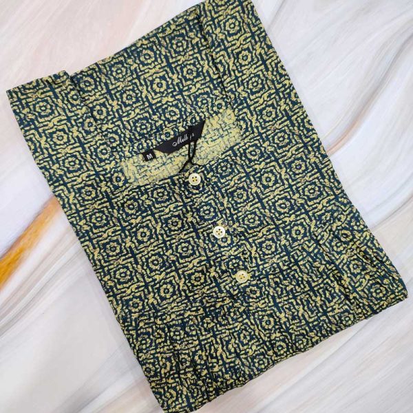 Front Open Cotton Nighty With Buttons, 55 Inches Long