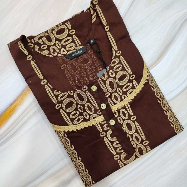 Comfortable Churidar Model Cotton Nighty - 55 Inches Long - Brown