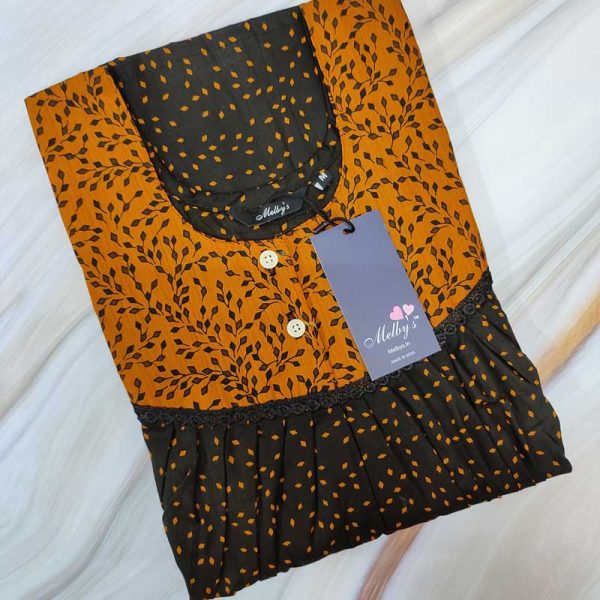 Front Open Cotton Nighty With Buttons, 55 Inches Long