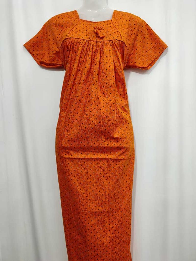 - Front Open Nighty With Pleats Stitching
