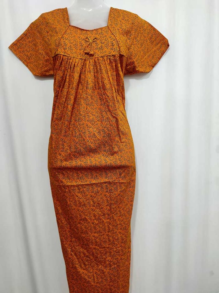- Front Open Nighty With Pleats Stitching