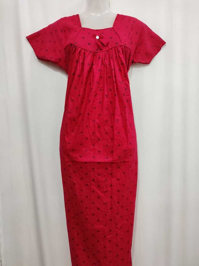 - Front Open Nighty With Pleats Stitching