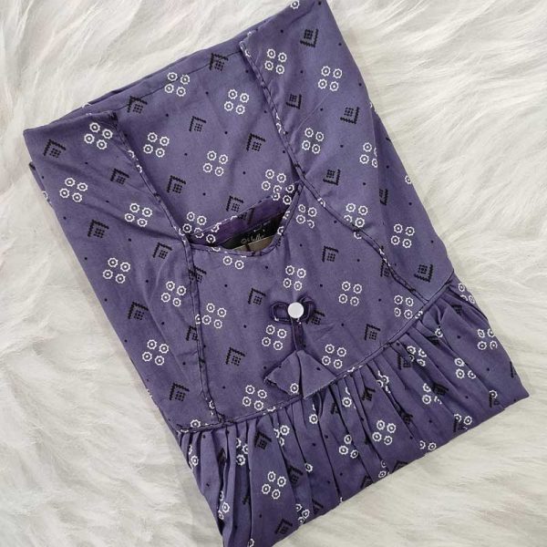 Traditional cotton nighty, 55 Inches Long - Ash