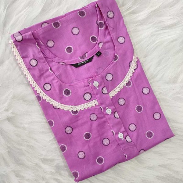 Comfortable Churidar Model Cotton Nighty - 55 Inches Long - Violet