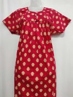 Traditional cotton nighty, 55 Inches Long - Magenta - Image 2