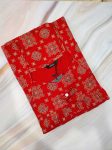 Comfortable Traditional Cotton Nighty - 57 inches long - Red